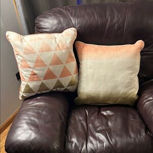 Geometric Triangle Throw Pillow Set - Peach, Cream, and Gold